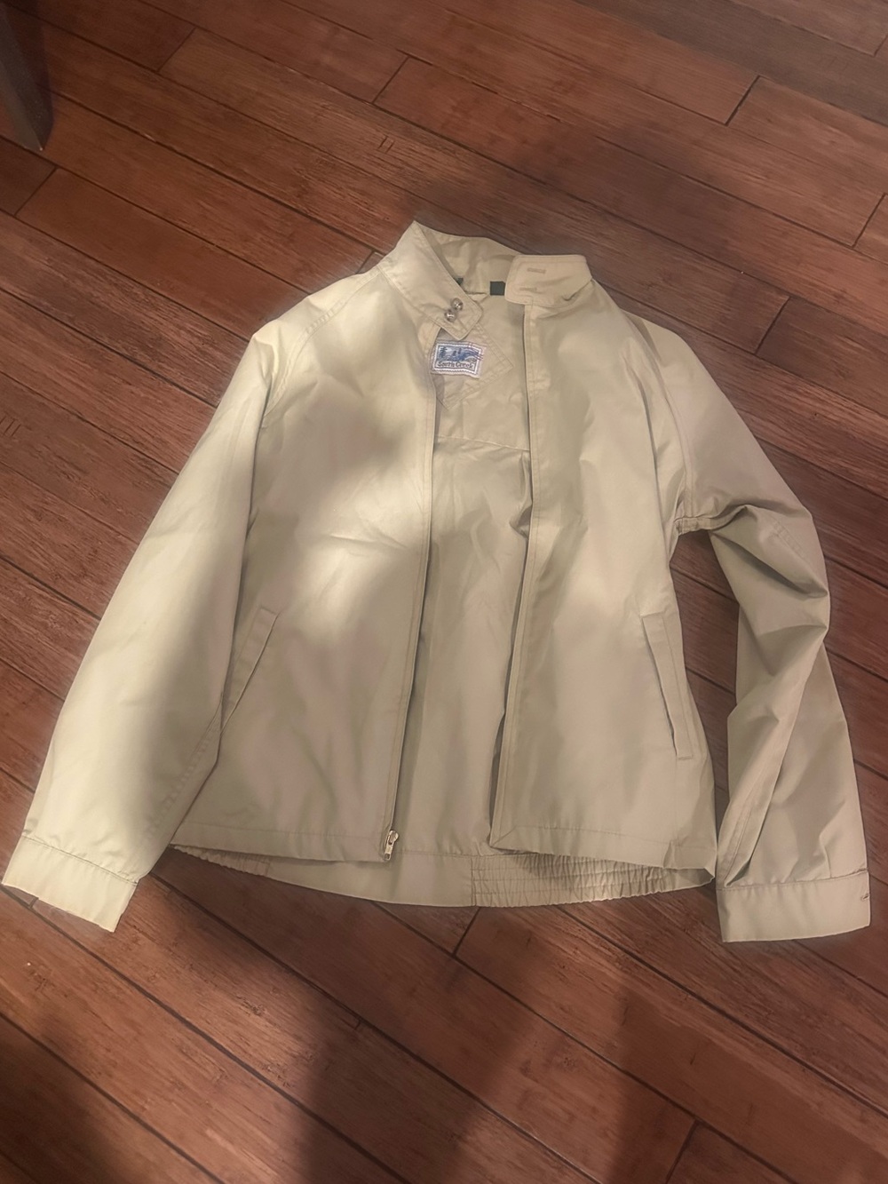 Men's Light Beige Utility Jacket with Stand Collar